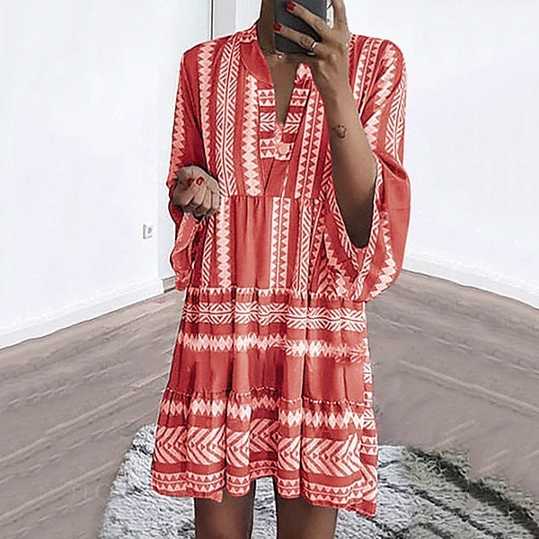 Digital Printed Striped Dress for Women - Available in Four Colors and Eight Yards