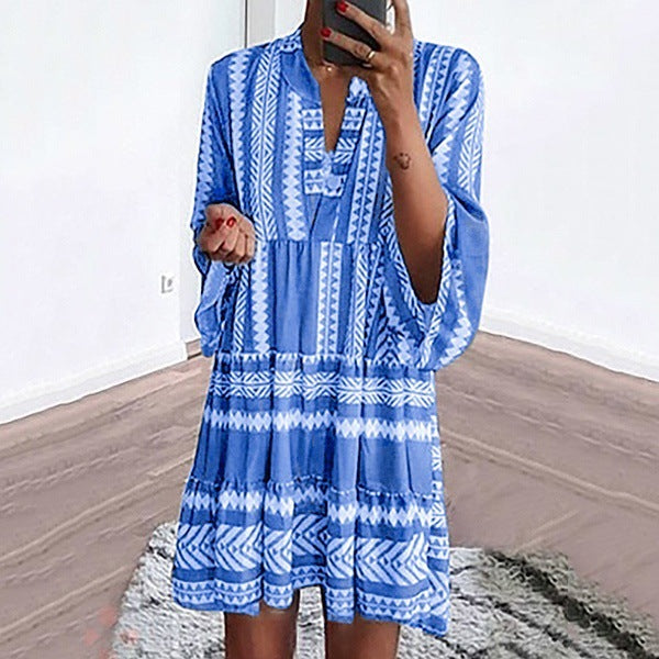 Digital Printed Striped Dress for Women - Available in Four Colors and Eight Yards