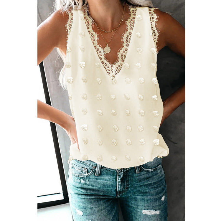 Solid Color Casual Lace Racer Vest for Women