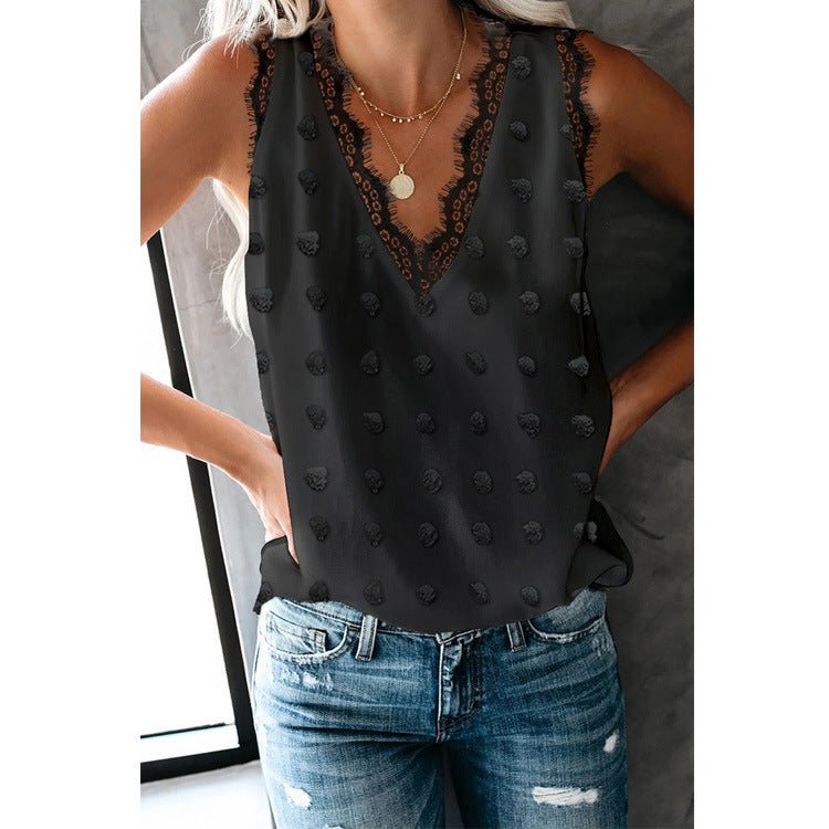 Solid Color Casual Lace Racer Vest for Women