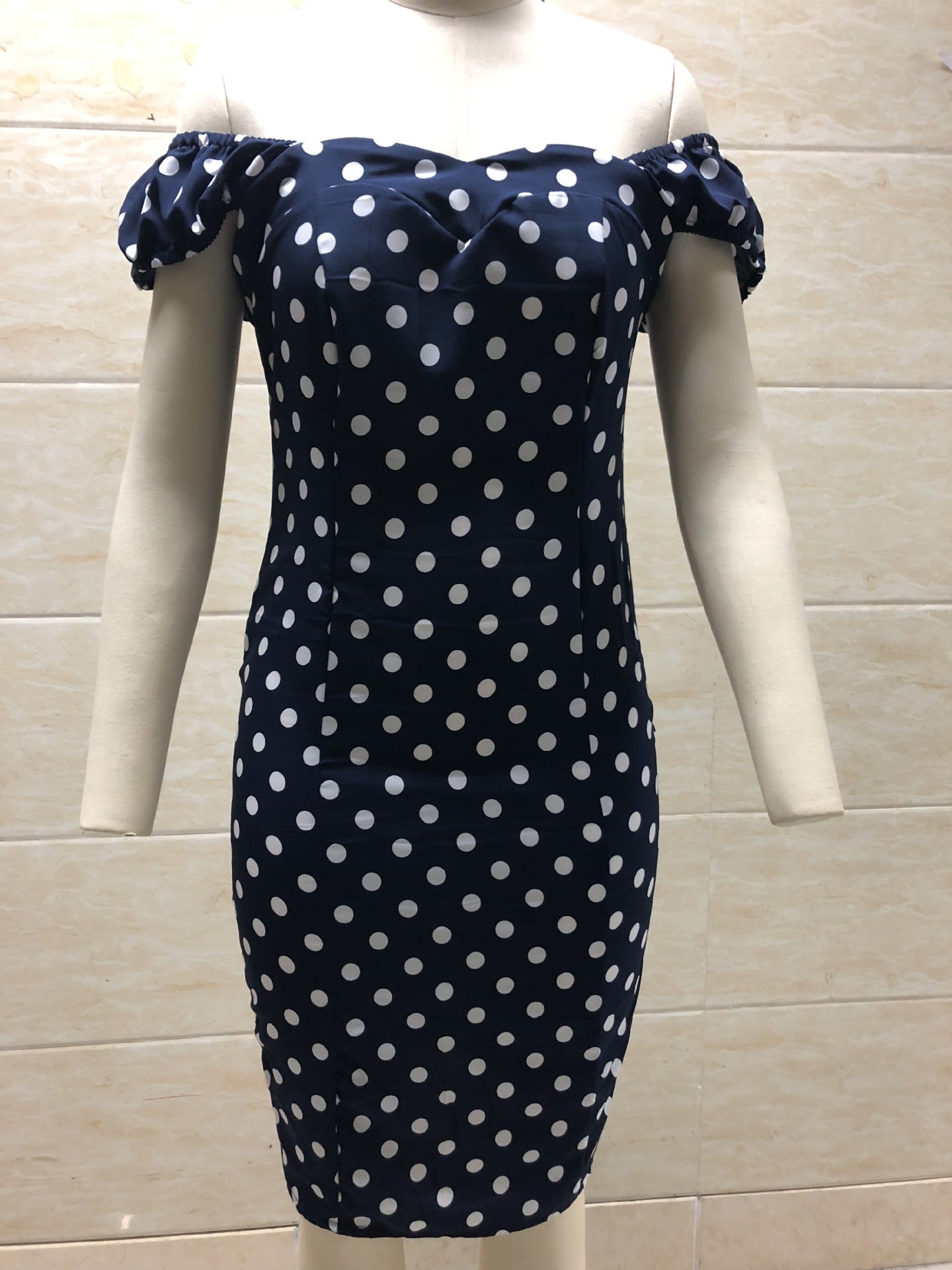 One-Shoulder Split Dress with Polka Dot Tube Top