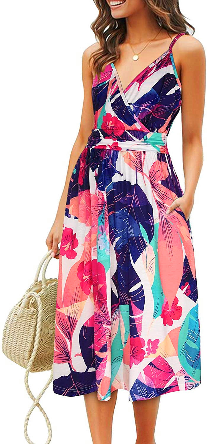 Women's Printed Sling Loose Pocket Dress