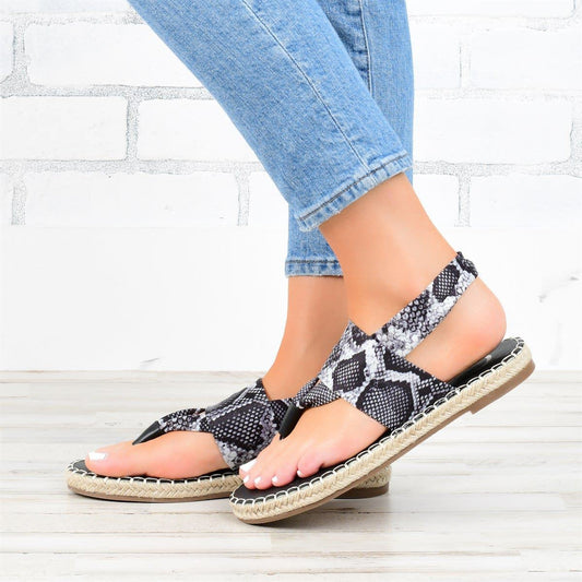 Snake Pattern Snadals Fashion Summer Flip Flops Flat Shoes