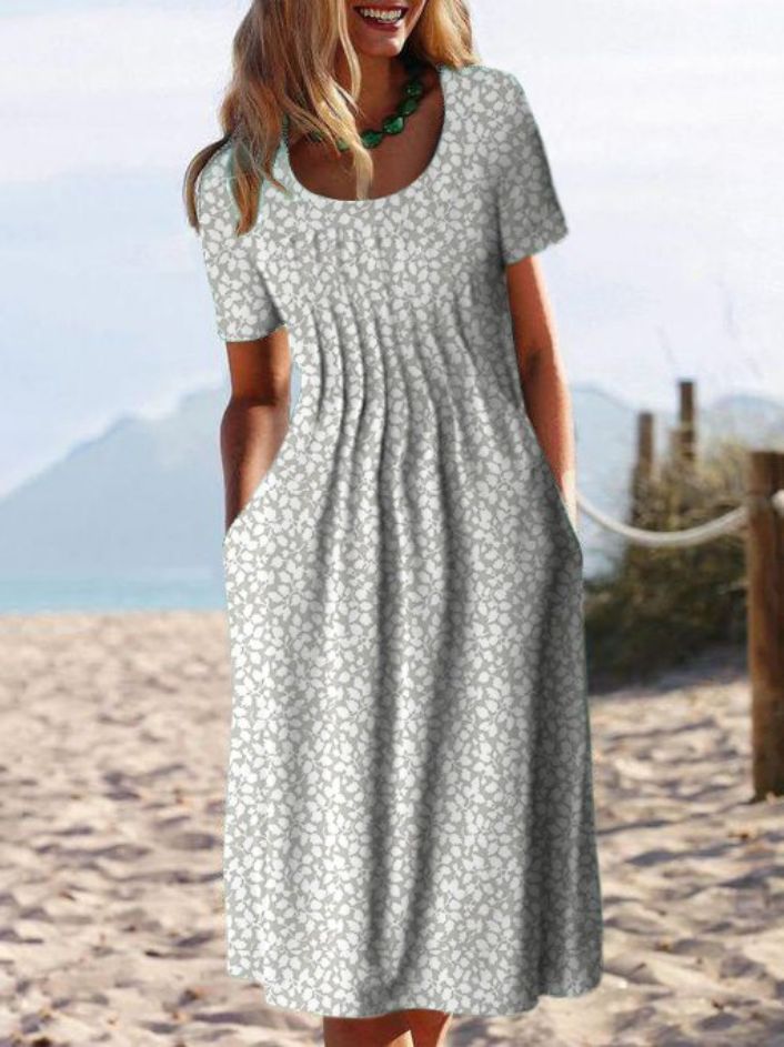 Long-Waisted Women's Printed Dress