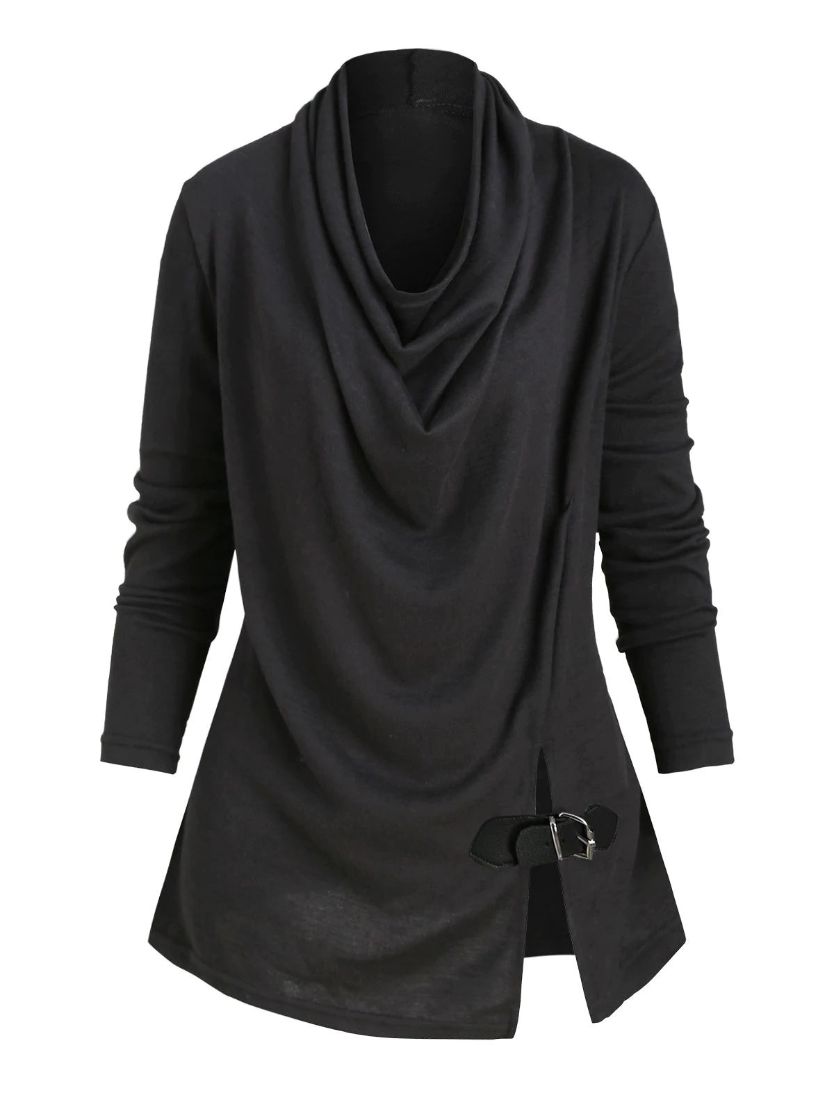 Stacked collar long-sleeved brushed all-match blouse