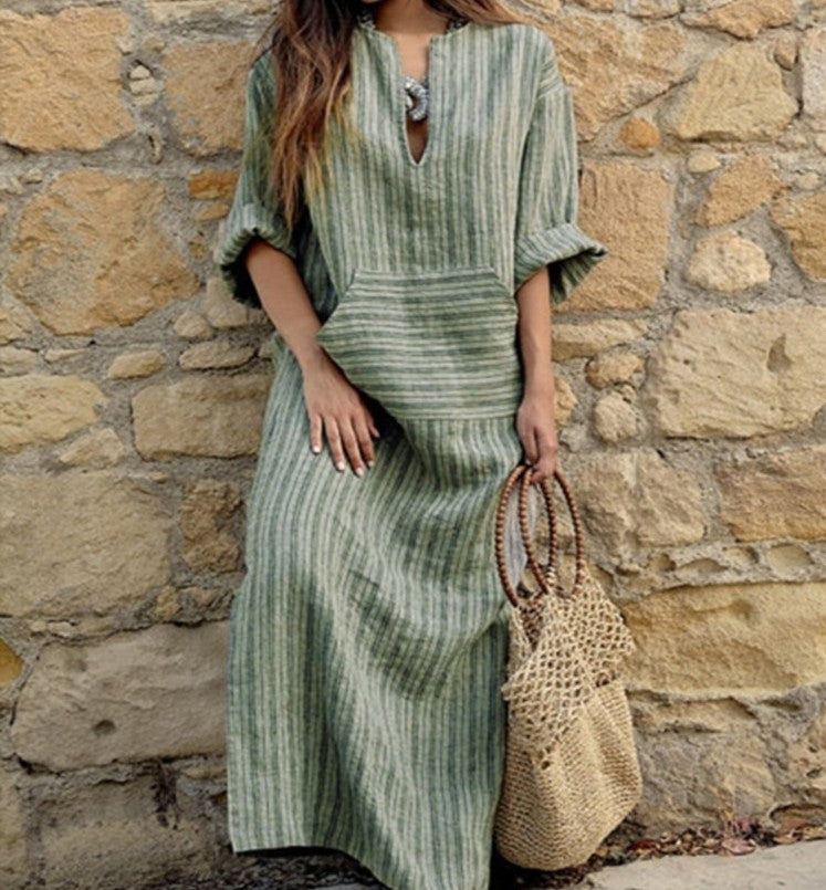 Cotton and linen loose long dress