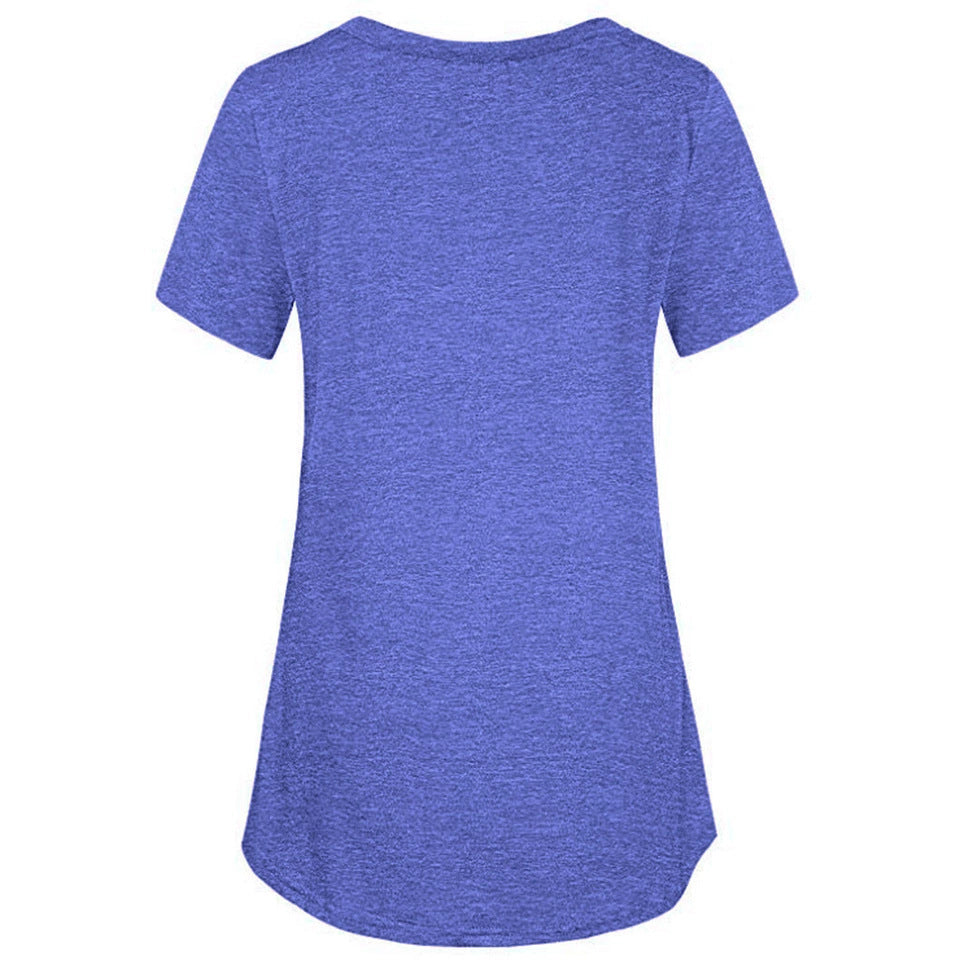 Stylish Short-Sleeved Round Neck Top with Double Row Button Detail