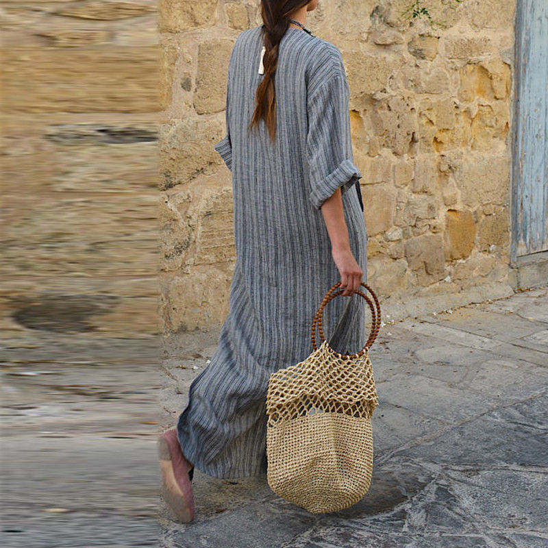 Cotton and linen loose long dress