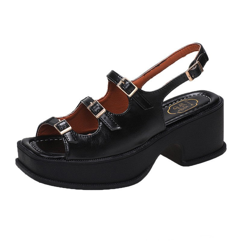 Roman Sandals Women's Vintage Peep-toe One-line Belt