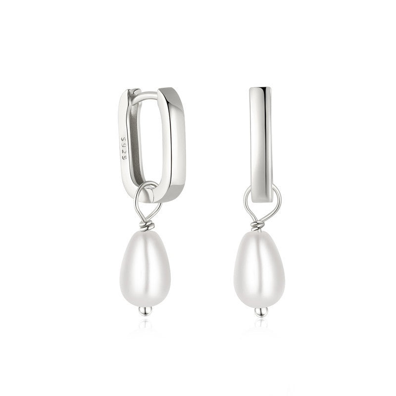 Elegant S925 Sterling Silver U-shaped Pearl Earrings