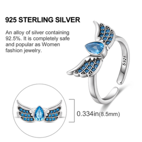 925 Sterling Silver Ring with Blue Zircon Stone