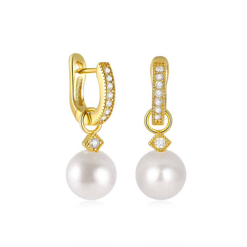Elegant S925 Sterling Silver U-shaped Pearl Earrings