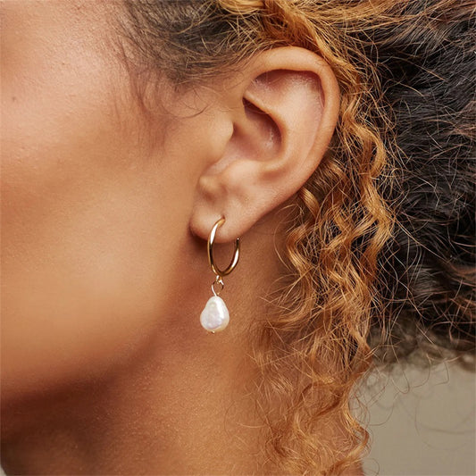 Stylish Stainless Steel Pearl Earrings