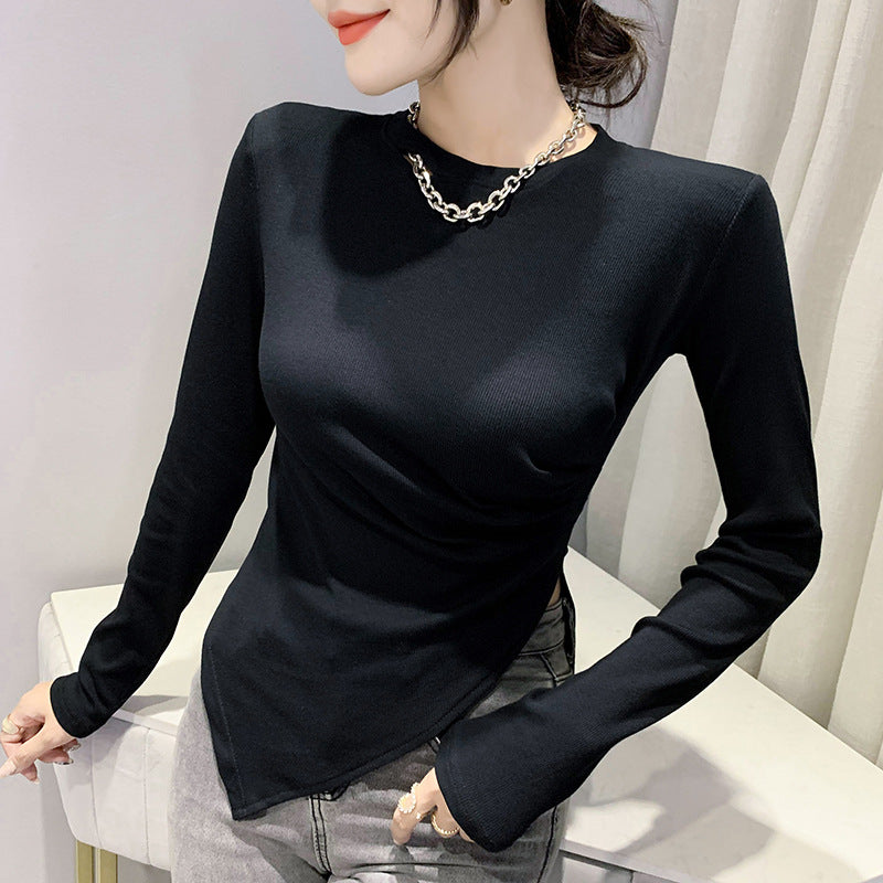 Fashion Net Red Solid Slim Chain Long Sleeve