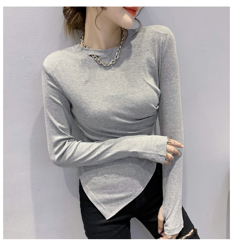 Fashion Net Red Solid Slim Chain Long Sleeve