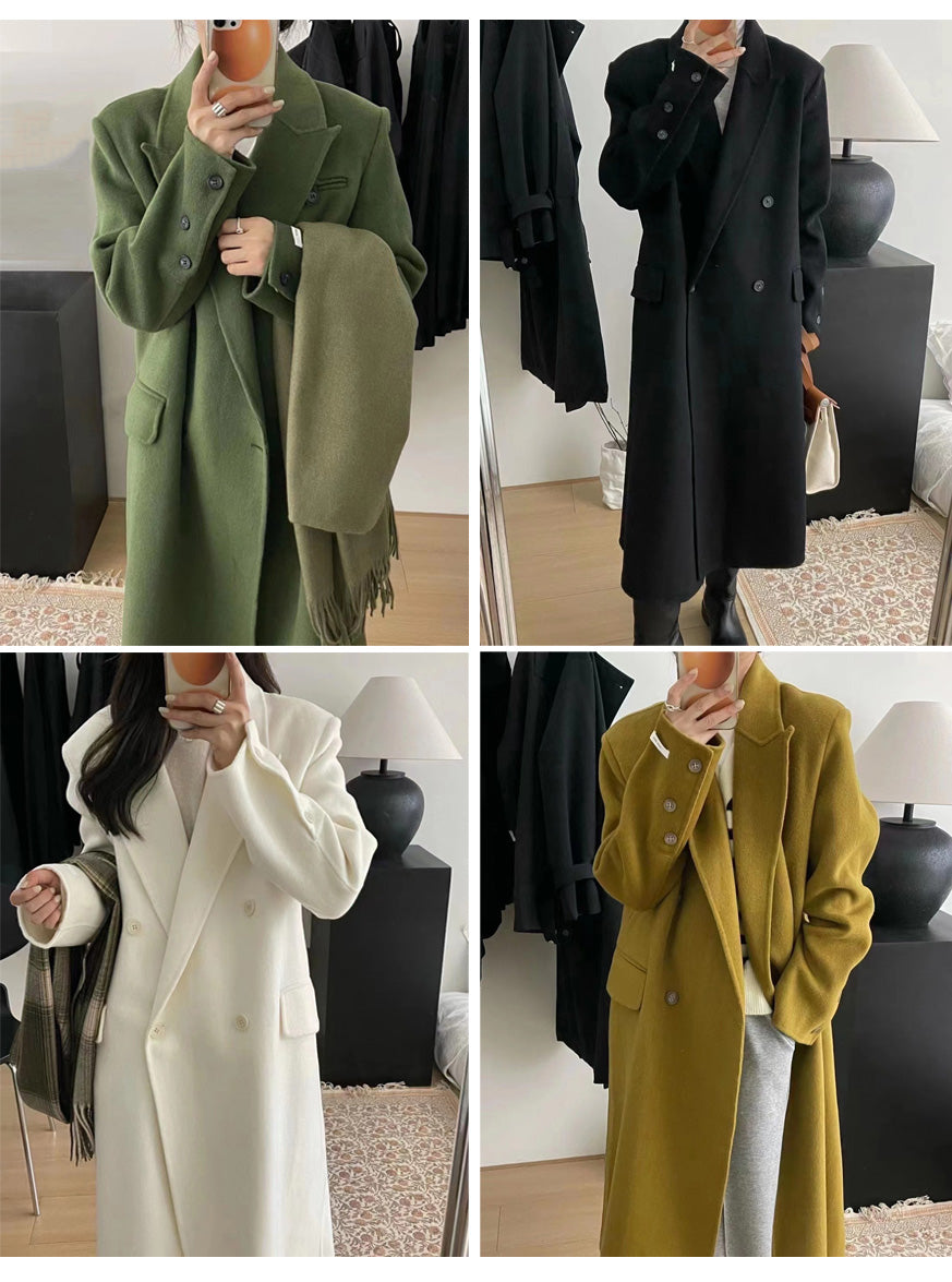Irregular Cufflink Design Woolen Coat Coat Woman