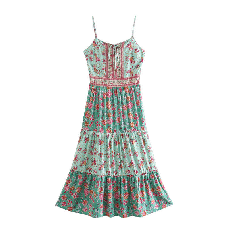 Women's Simple Printed Rayon Sling Dress