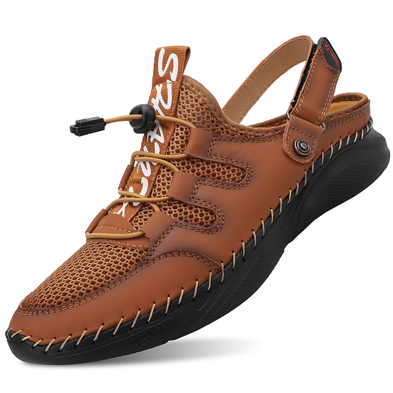 Step Out in Style with Top Layer Cowhide Casual Sandals for Men - Available in Plus Sizes