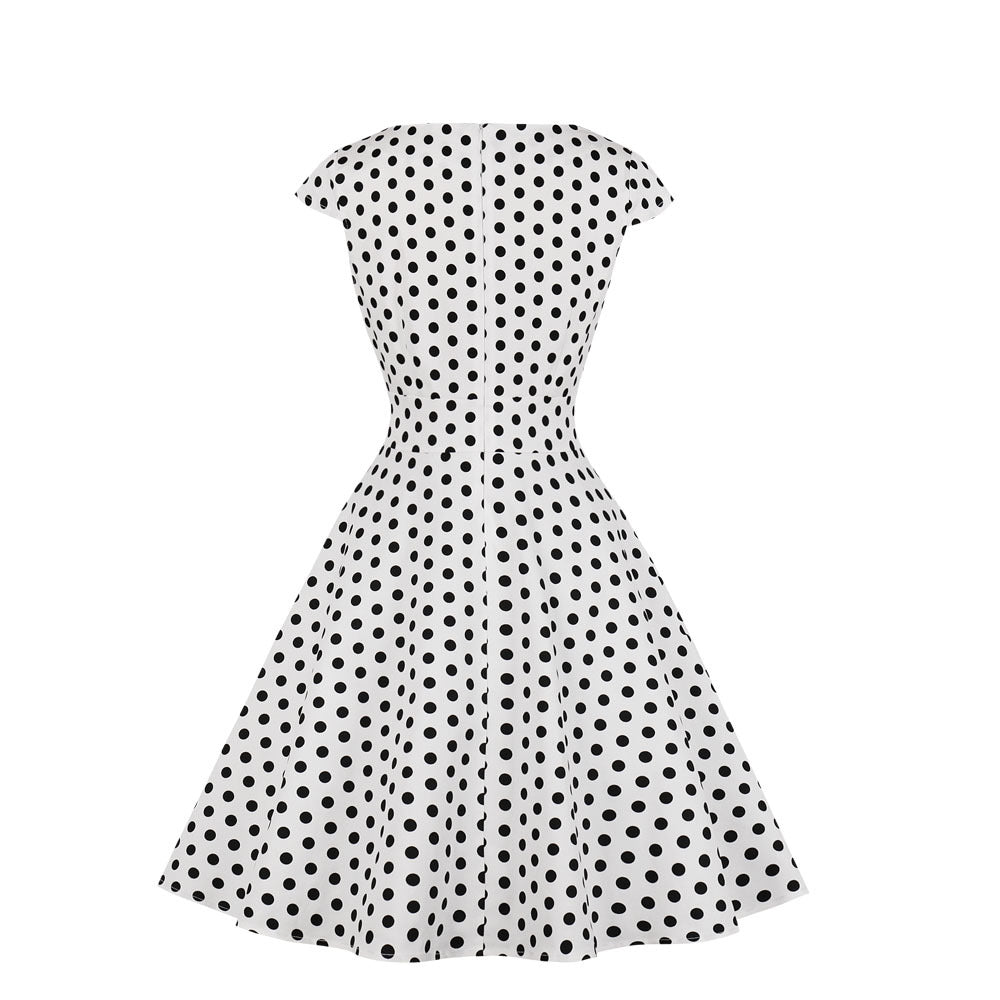 Retro Polka Dot Dress in Hepburn Style