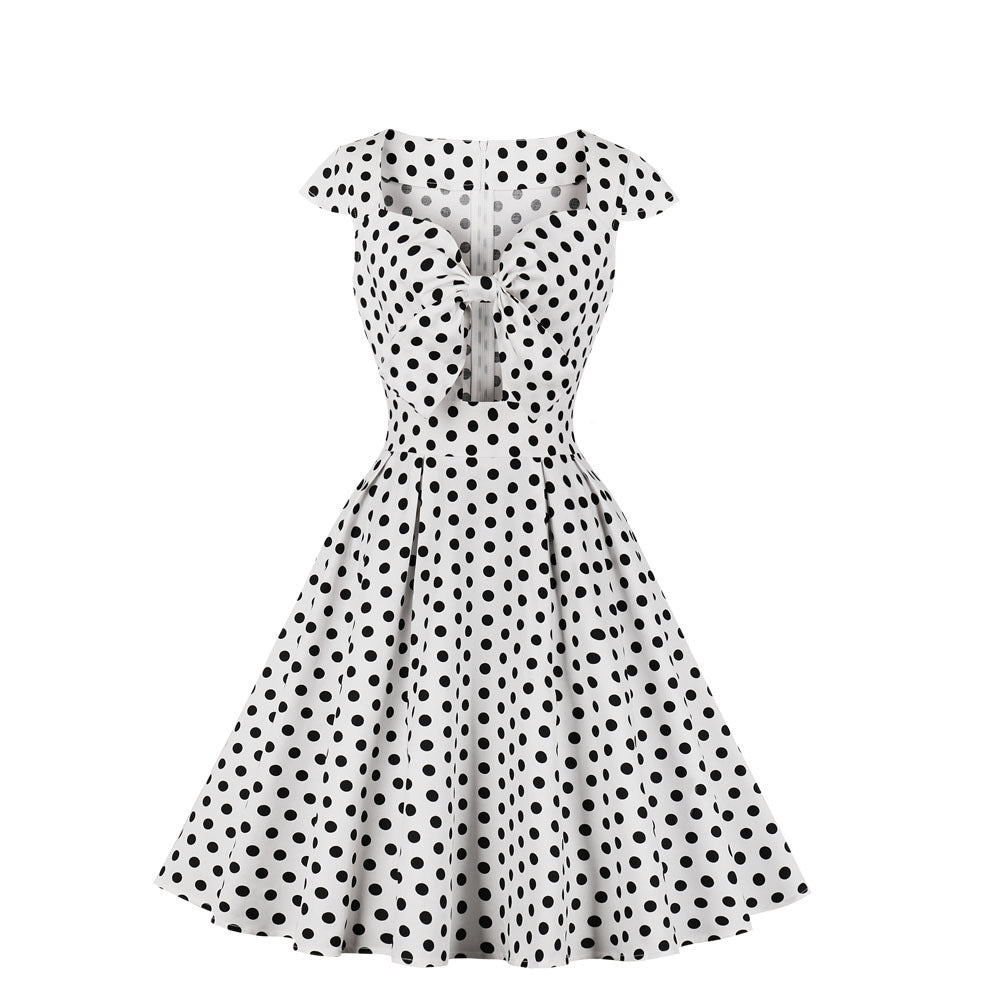 Retro Polka Dot Dress in Hepburn Style