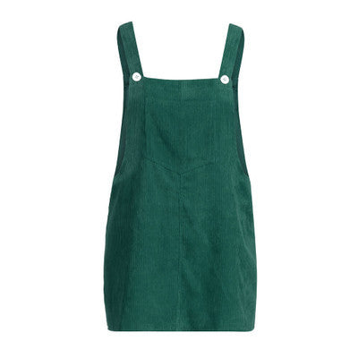 Solid Color Corduroy Suspender Dress for Women with a Halter Neck
