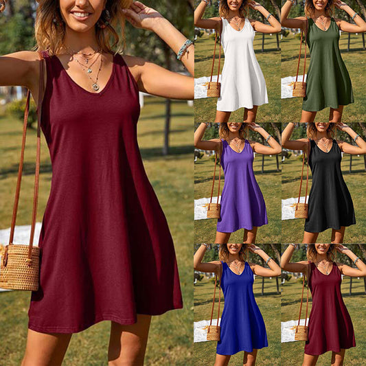 Women's Solid Color Tank Top Casual Oversized Loose Fitting Dress