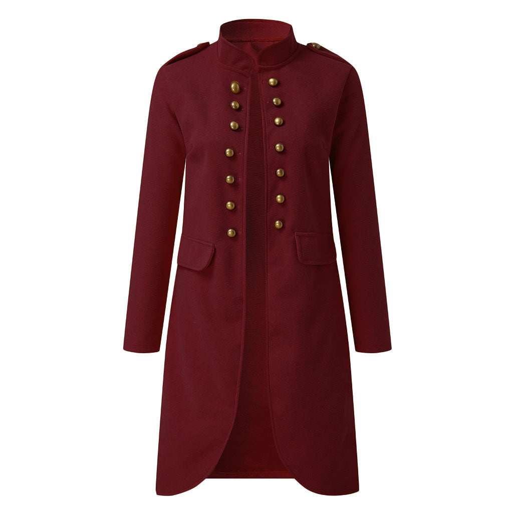 Long sleeve woolen button coat women's clothing