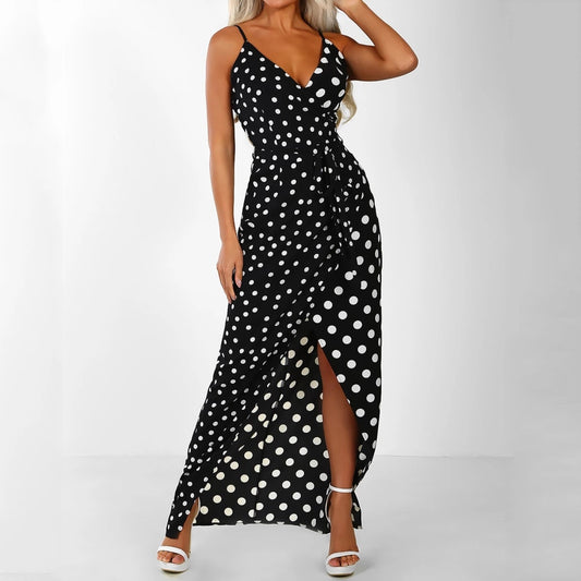 V-neck sling halter irregular dress