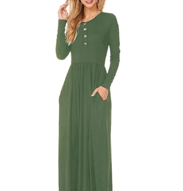 Women's Long Sleeve Dress with Convenient Pockets