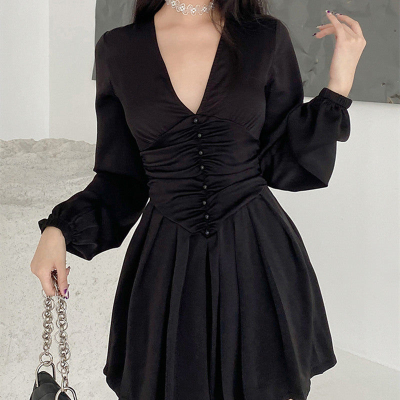 Women's Solid Slim Fashion One Neck Back Dress