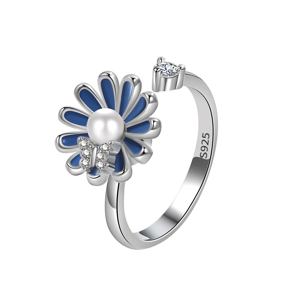 Fashion Adjustable Sunflower Rotating Ring