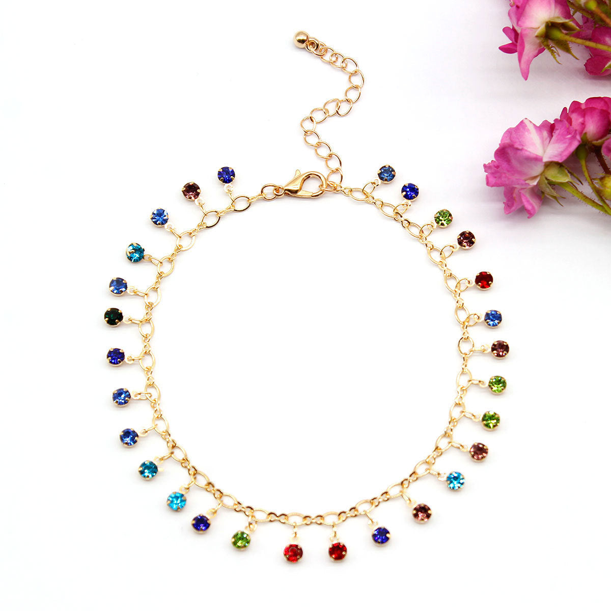 Women's Crystal Micro Inlaid Colorful Diamond Ankle Chain