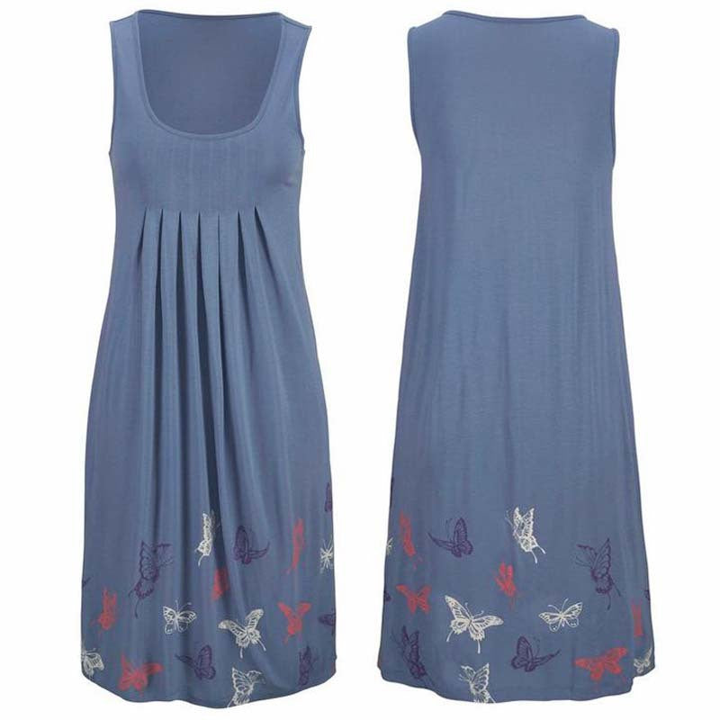 Sleeveless round neck positioning print dress