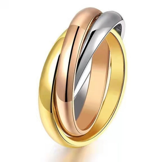 Sansheng Sanshi Couple Personality Simple Three Ring Non-fading Titanium Steel