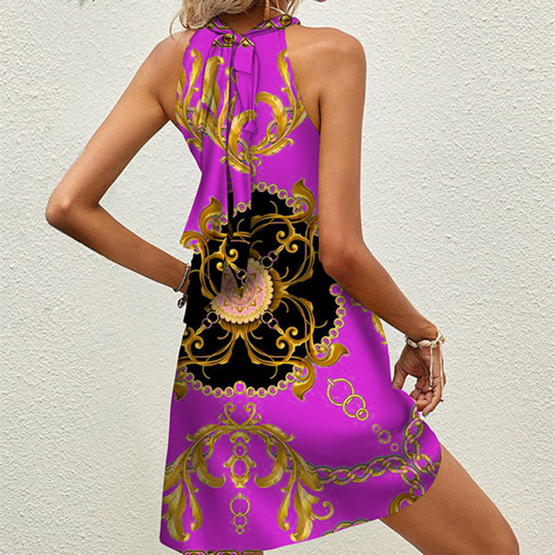 Printed Elegant Round Neck Dress