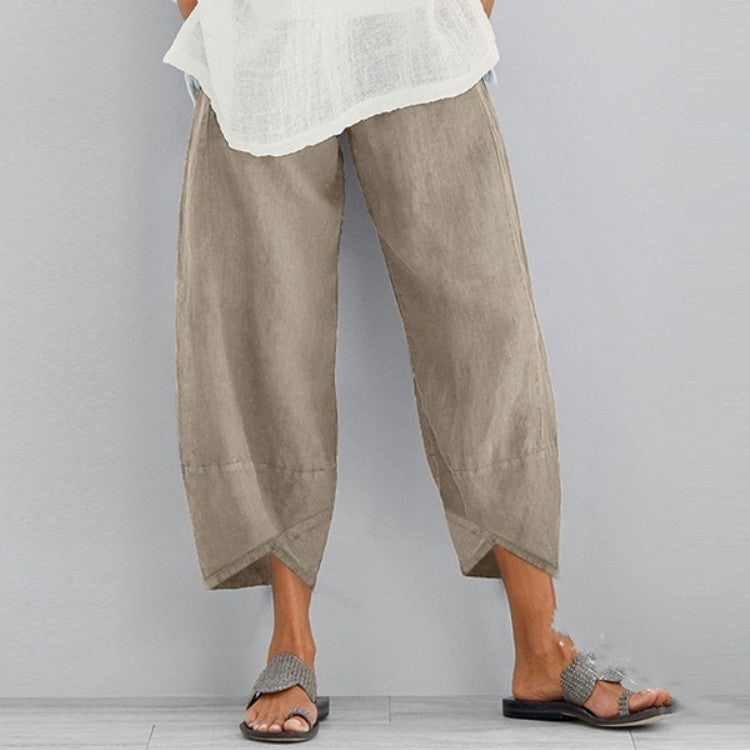 Mid-Rise Wide-Leg Cotton Pants - Perfect for a Casual Look