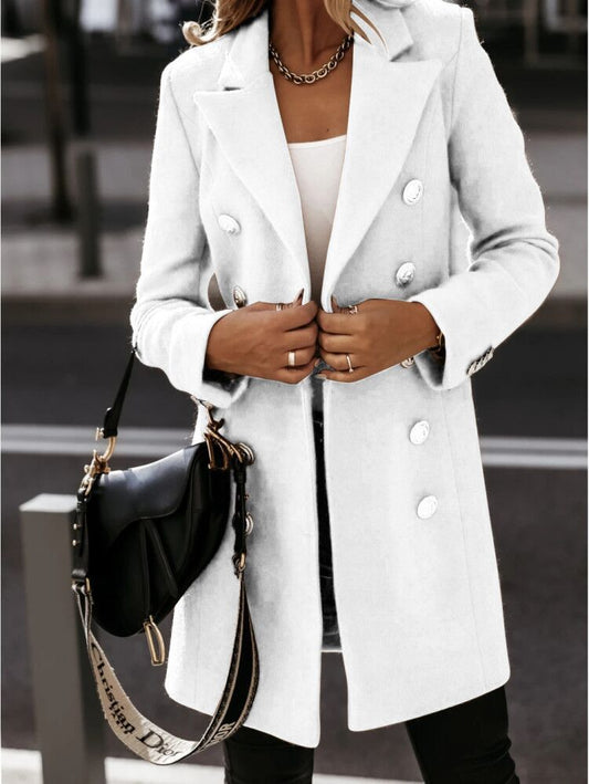 Fashionable Double-Breasted Woolen Coat with a Statement Style