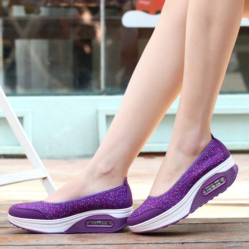 Breathable Mesh Shallow Mouth Heightening Rocking Shoes Old Beijing Cloth