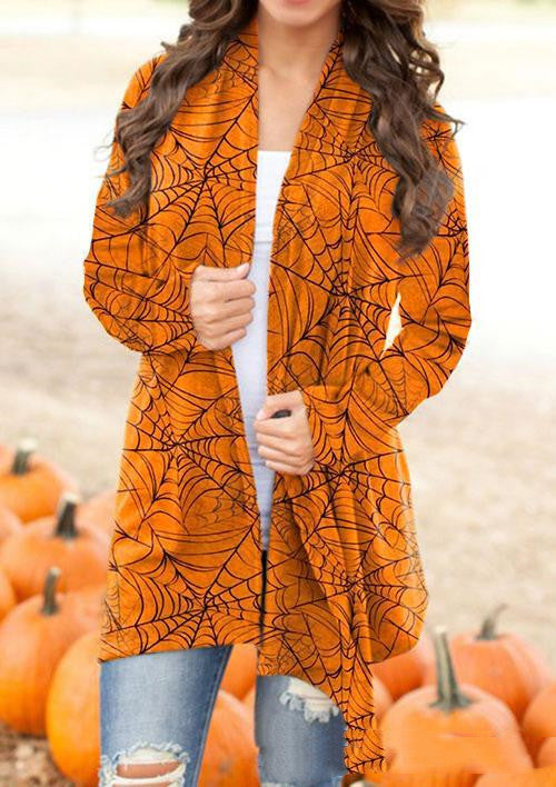 Halloween-Themed Digital Print Casual Cardigan Jacket for Women