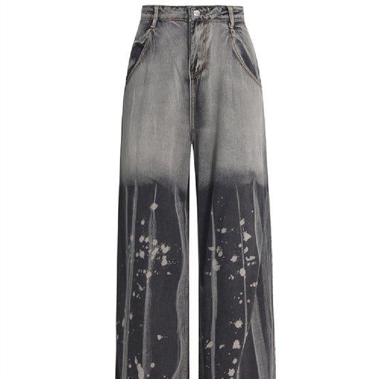 Retro Tie-dyeing Gradient Washed-out Jeans Woman