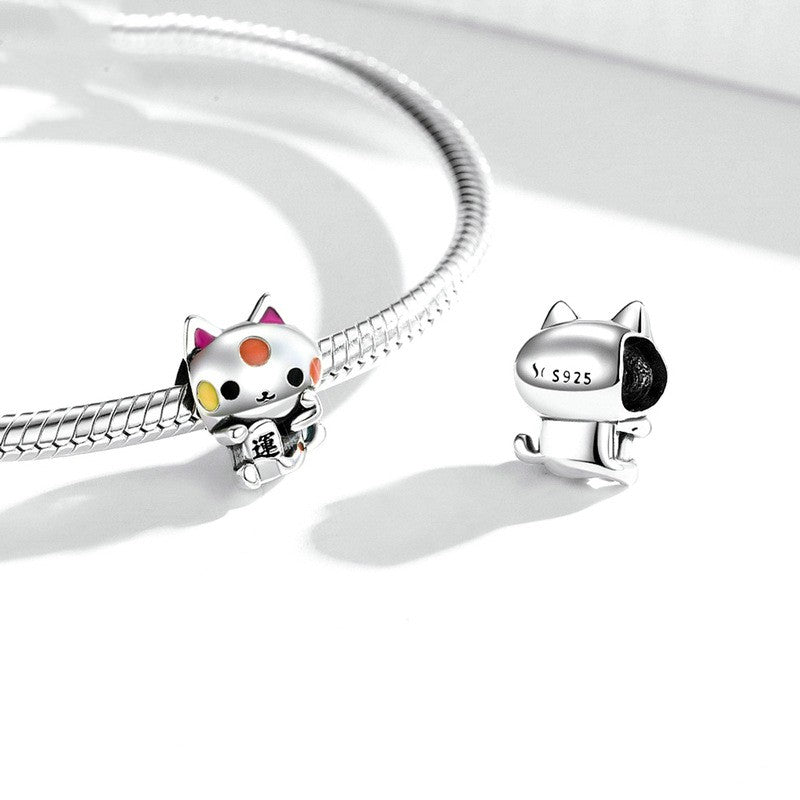 Silver Lucky Cat Diy Beads