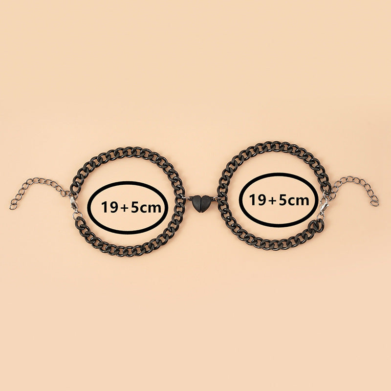 Stainless Steel Magnetic Buckle Love Couple Bracelet