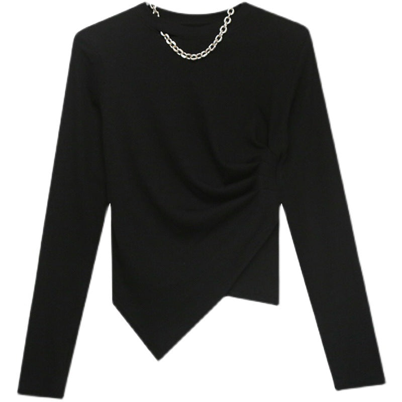 Fashion Net Red Solid Slim Chain Long Sleeve