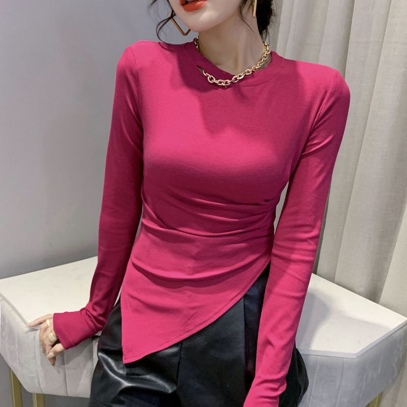 Fashion Net Red Solid Slim Chain Long Sleeve