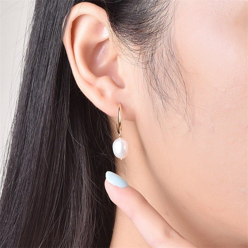 Stylish Stainless Steel Pearl Earrings