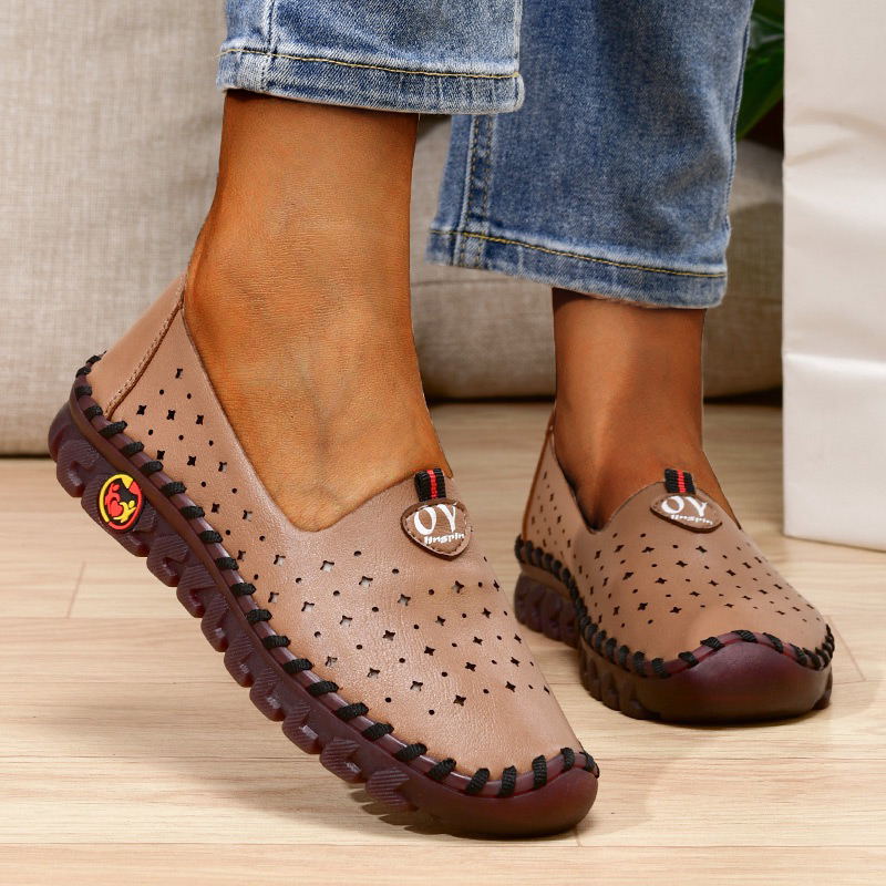 Leather Ladies Mom Casual Loafers