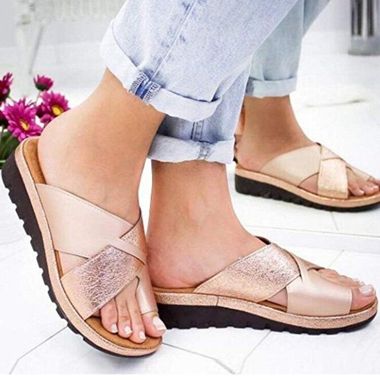 Solid Color Set Toe Beach Slippers Women's Summer Outdoor Sandals And Slippers