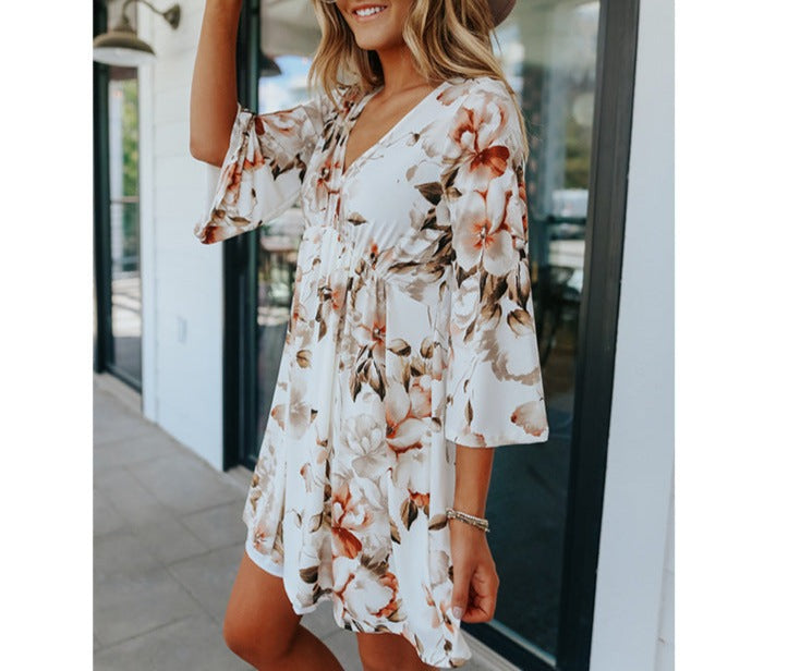 Floral Dress with European and American Style for Girls