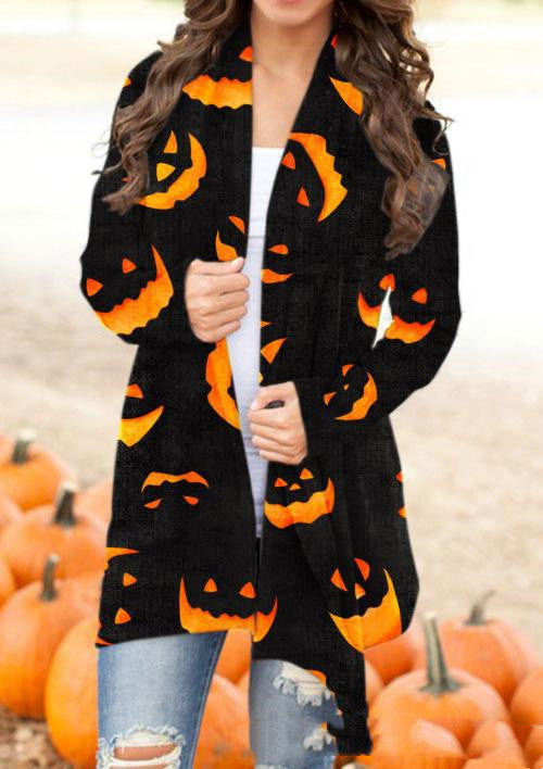 Halloween-Themed Digital Print Casual Cardigan Jacket for Women