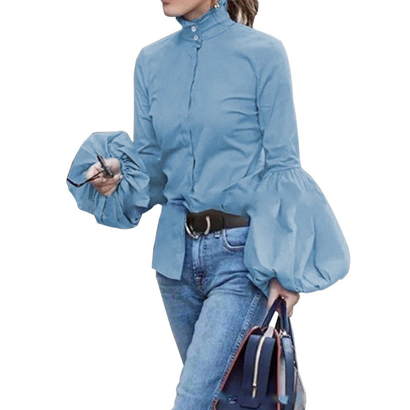 Women's Blouse Lantern Long-sleeved Shirt